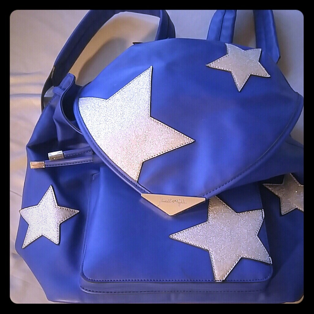 Kendall+Kylie blue silver glitter star back pack